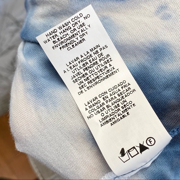 R.G Kane blue white tie dye print exposed seam crewneck tank top organic cotton - Picture 7 of 8